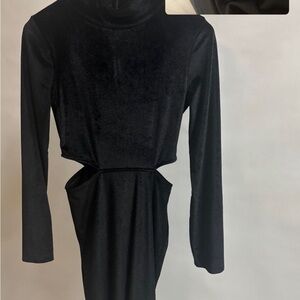 French Connection Black Long Sleeve Mock Neck Bodycon Dress